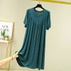 Summer thin modal loose plate-size dress solid color nightgown for women to add weight and wear A pleated A-line skirt details Picture